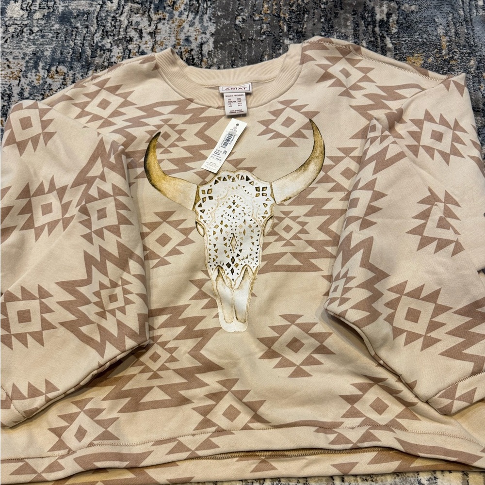 Beige Geometric Print Sweatshirt